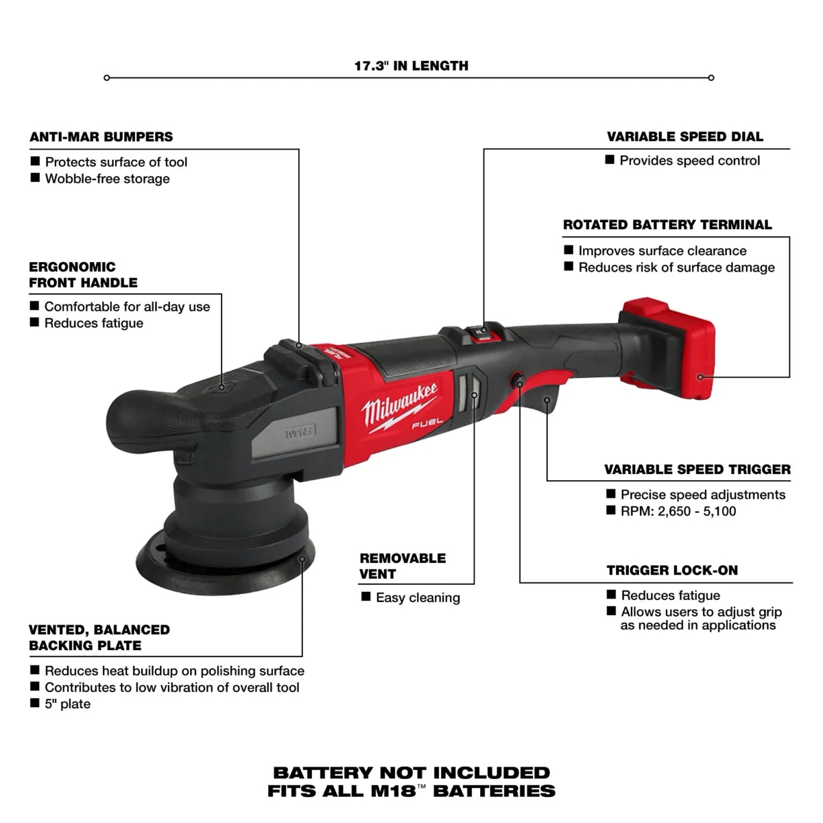 Milwaukee Tool M18 FUEL 15mm Random Orbital Polisher
