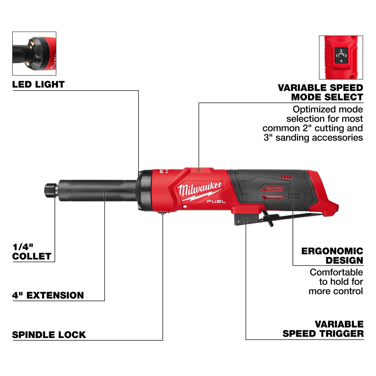 M12 FUEL™ 1/4" Extended Die Grinder