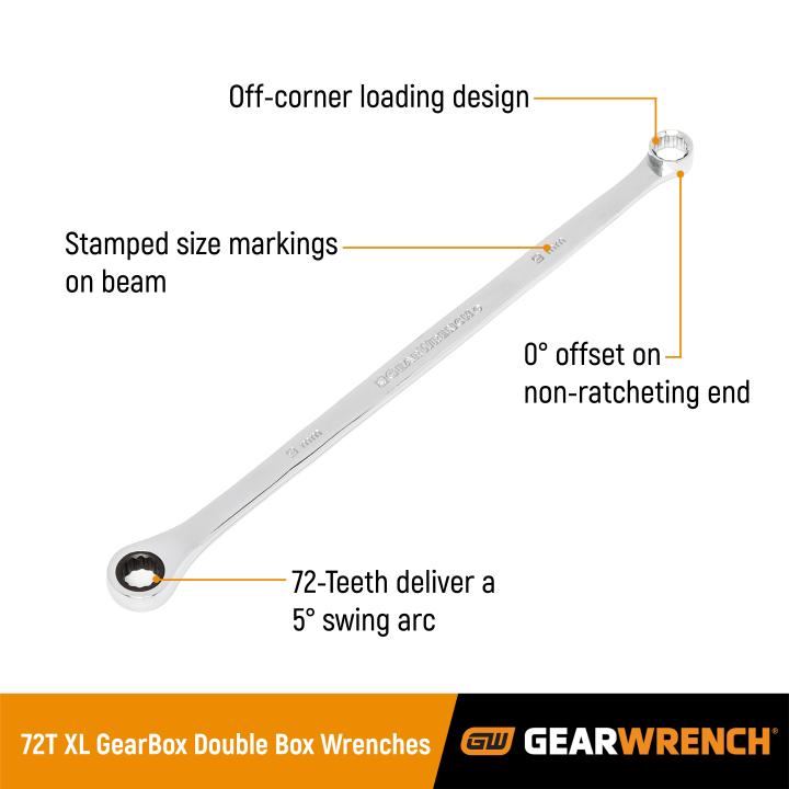 GEARWRENCH 15 Piece 72-Tooth 12 Point XL GearBox Double Box Ratcheting Metric Wrench Set