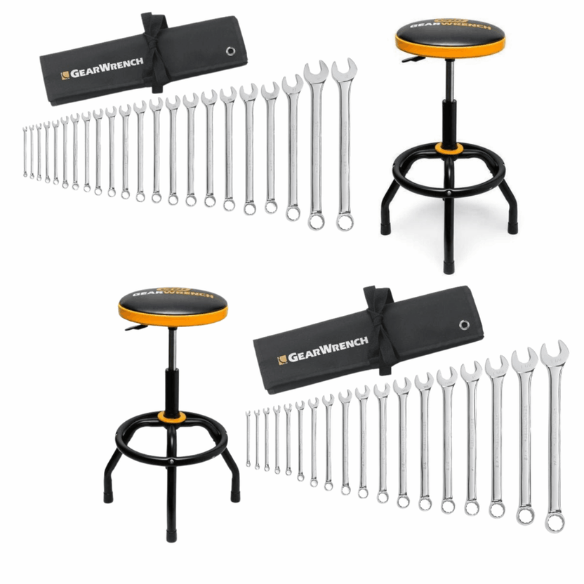 GearWrench Master Metric and SAE Wrenches & 2 Stools Main image