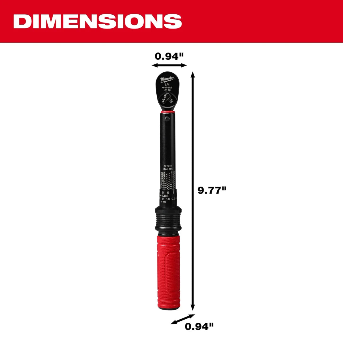 PREORDER: Milwaukee Tool 1/4 Inch Drive Click Torque Wrench 40-200 in-lbf