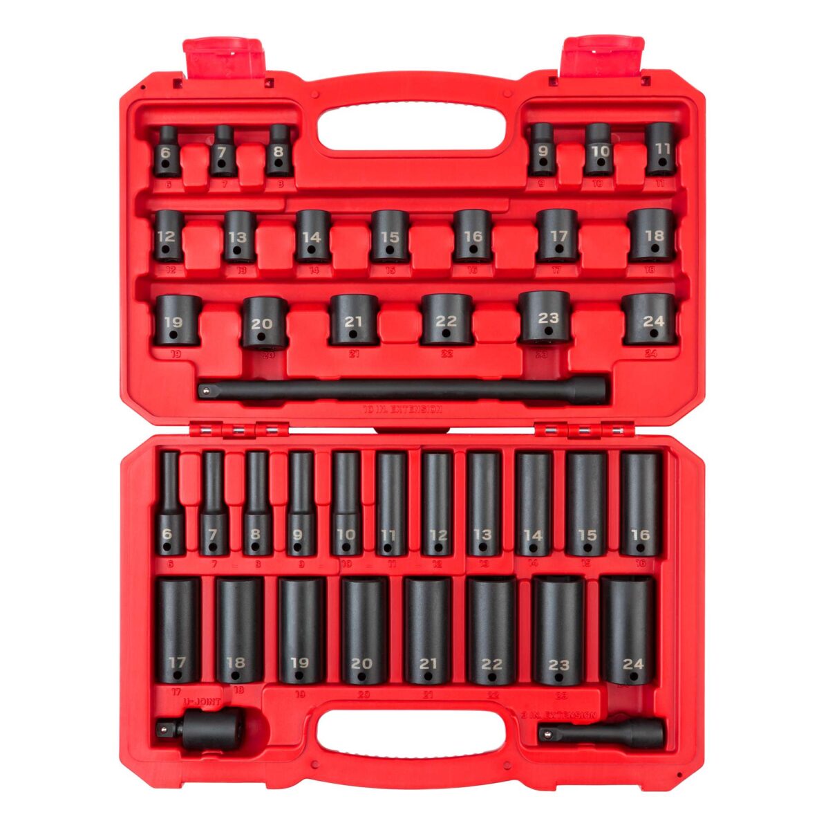 TEKTON 3/8 Inch Drive 6-Point Impact Socket Set with Case, 41-Piece (6-24 mm) | SID91401 Main image