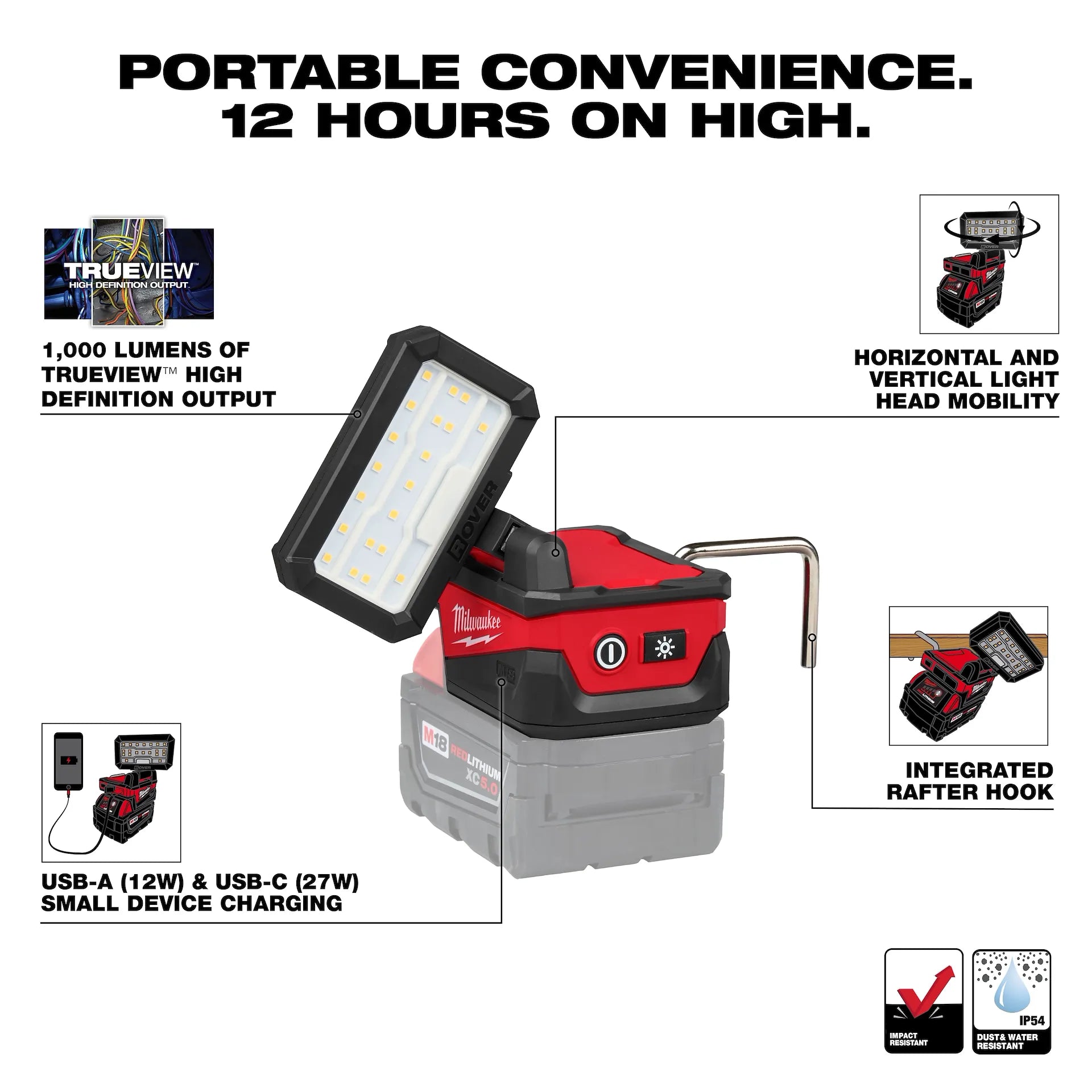 Milwaukee Tool M18 ROVER Compact Folding Flood Light w/ USB Charging Secondary image