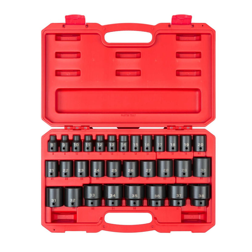 TEKTON 1/2 Inch Drive 6-Point Impact Socket Set with Case, 31-Piece (8-38 mm) | SID92327 Main image