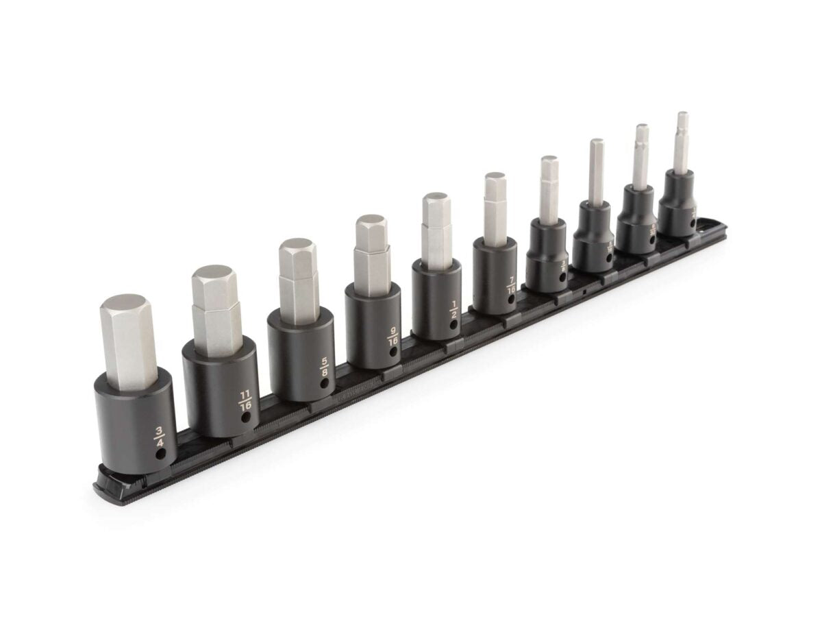 TEKTON 1/2 Inch Drive Hex Impact Bit Socket Set with Rail, 10-Piece (1/4-3/4 in.) | SIB92100 Main image