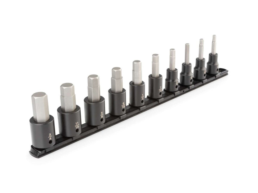 TEKTON 1/2 Inch Drive Hex Impact Bit Socket Set with Rail, 10-Piece (1/4-3/4 in.) | SIB92100 Main image