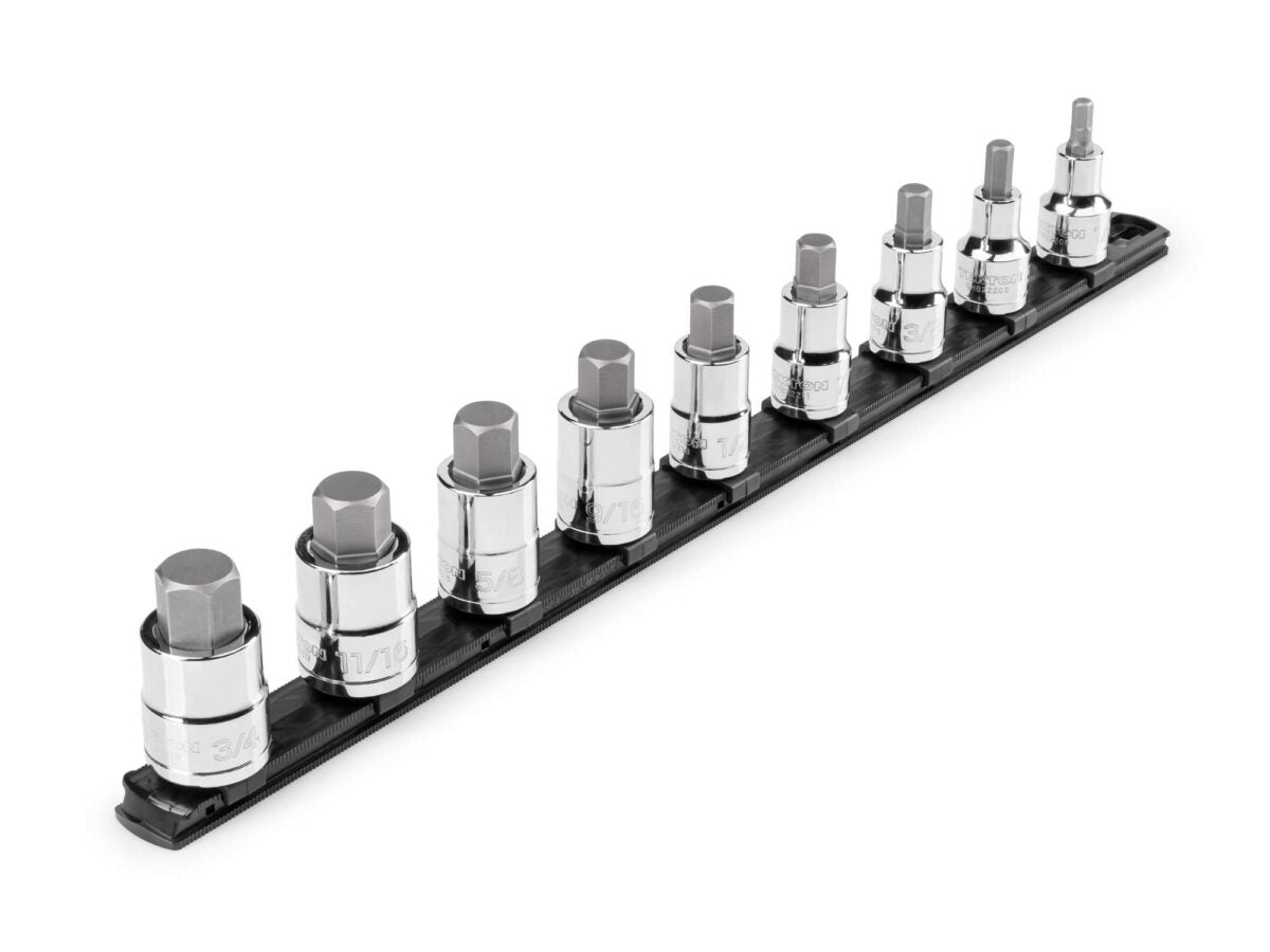 TEKTON 1/2 Inch Drive Hex Bit Socket Set with Rail, 9-Piece (1/4-3/4 in.) | SHB92109 Main image