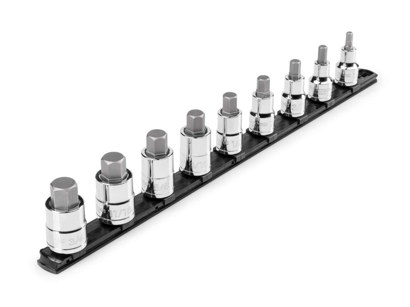 TEKTON 1/2 Inch Drive Hex Bit Socket Set with Rail, 9-Piece (1/4-3/4 in.) | SHB92109 Main image