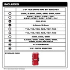 Milwaukee Tool 44 Piece 1/4 Inch Hex Drive Mini Flex Head Ratchet and Bit Set