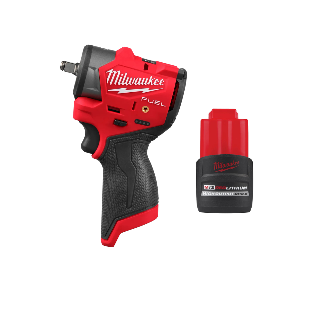 Milwaukee Tool M12 FUEL 3/8" Subcompact Impact Wrench w/ FREE 2.5 High Output battery