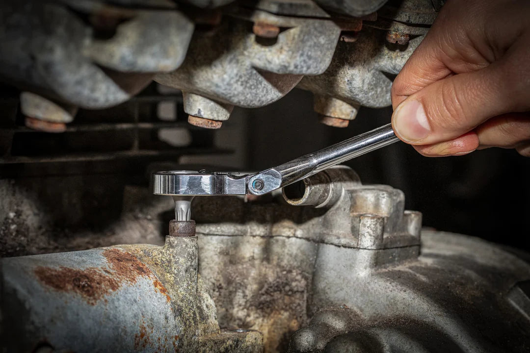 GripEdge | 1/4" Drive Standard Flex Head 7/16 Hex Low Profile Dual Action Driver Ratchet