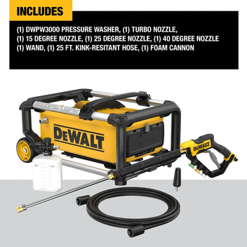 DeWalt 3000 Max PSI* 1.1 GPM 15 AMP Brushless Jobsite Electric Cold Water Pressure Washer w/ FREE 12 in. Rotating Driveway and Sidewalk Surface Cleaner Pressure Washer Attachment