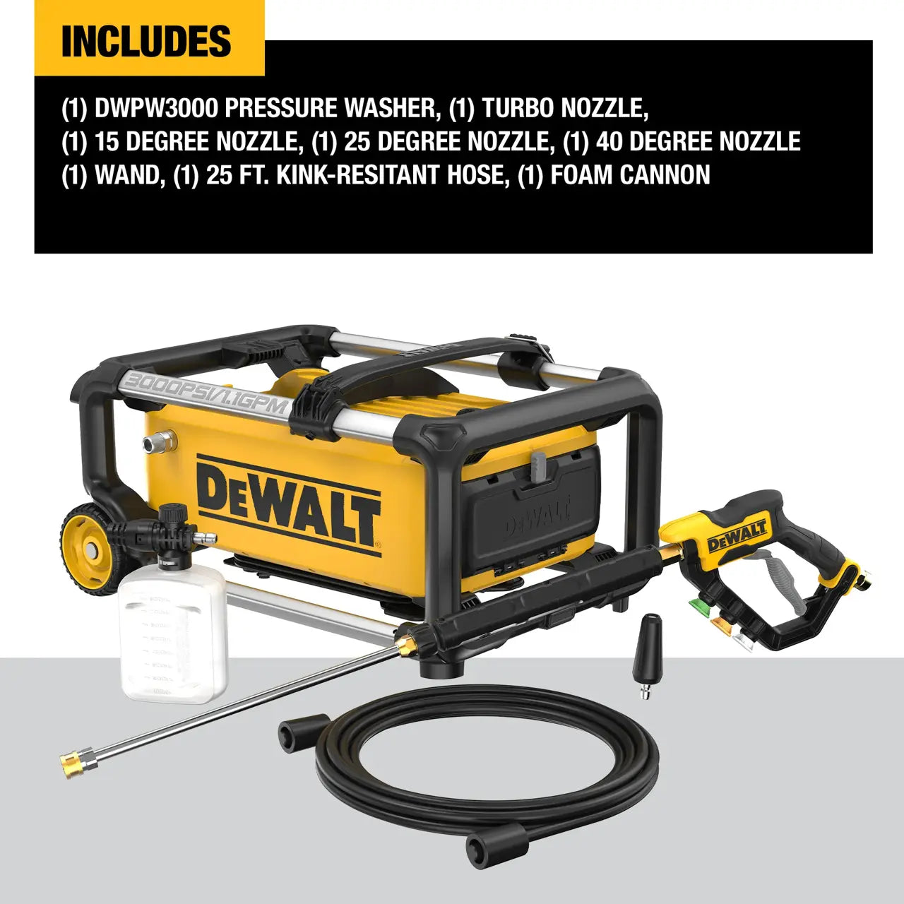 DeWalt 3000 Max PSI* 1.1 GPM 15 AMP Brushless Jobsite Electric Cold Water Pressure Washer w/ FREE 12 in. Rotating Driveway and Sidewalk Surface Cleaner Pressure Washer Attachment