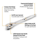 GEARWRENCH 4 Piece 1/4 Inch, 3/8 Inch, and 1/2 Inch Drive 120XP Full Polish Flex Handle Teardrop Ratchet Set