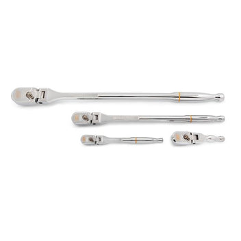GEARWRENCH 4 Piece 1/4 Inch, 3/8 Inch, and 1/2 Inch Drive 120XP Full Polish Flex Handle Teardrop Ratchet Set