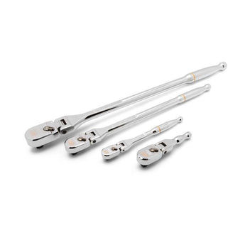 GEARWRENCH 4 Piece 1/4 Inch, 3/8 Inch, and 1/2 Inch Drive 120XP Full Polish Flex Handle Teardrop Ratchet Set