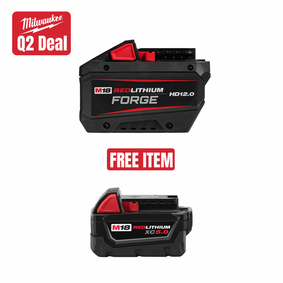 Milwaukee M18 REDLITHIUM FORGE HD12.0 Battery Pack w/ FREE 5.0xc Main image