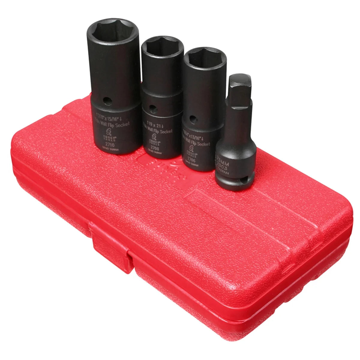 4 pc. 1/2" Drive Deep Thin Wall Flip Impact Socket Set Main image