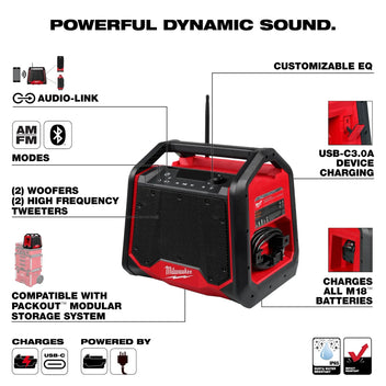 Milwaukee Tool M18 Bluetooth Jobsite Radio and Charger