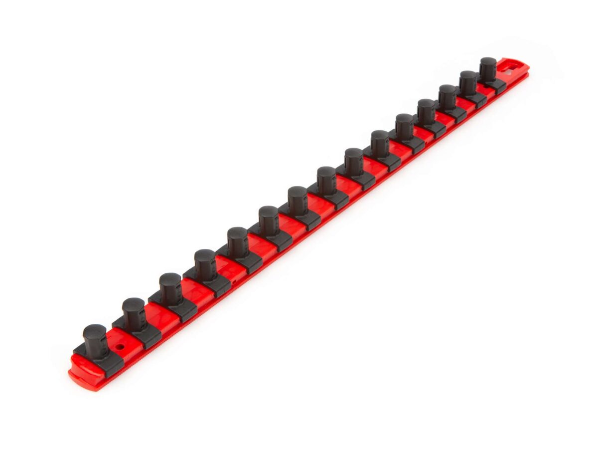 TEKTON 1/2 Inch Drive x 18 Inch Socket Rail, 15 Clips (Red) | OSR23115 Main image