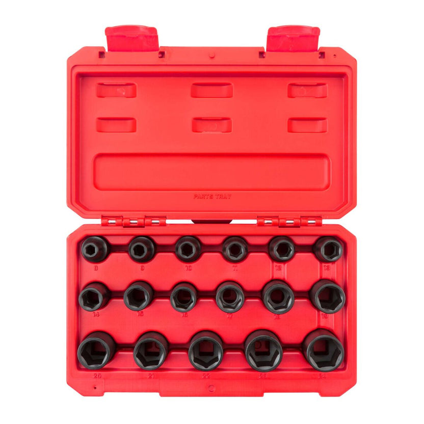 TEKTON 1/2 Inch Drive 6-Point Impact Socket Set with Case, 17-Piece (8-24 mm) | SID92321 Main image