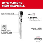 Milwaukee Tool 44 Piece 1/4 Inch Hex Drive Mini Flex Head Ratchet and Bit Set