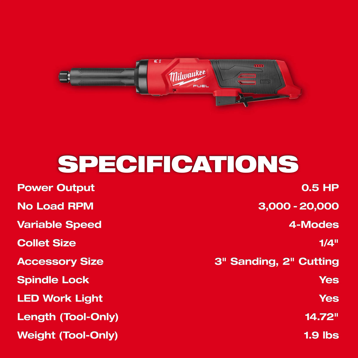 M12 FUEL™ 1/4" Extended Die Grinder