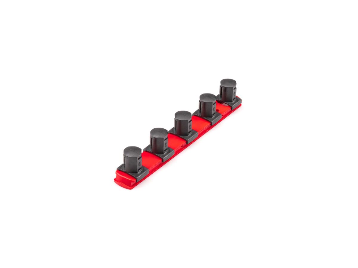 TEKTON 3/4 Inch Drive x 8 Inch Socket Rail, 5 Clips (Red) | OSR31105