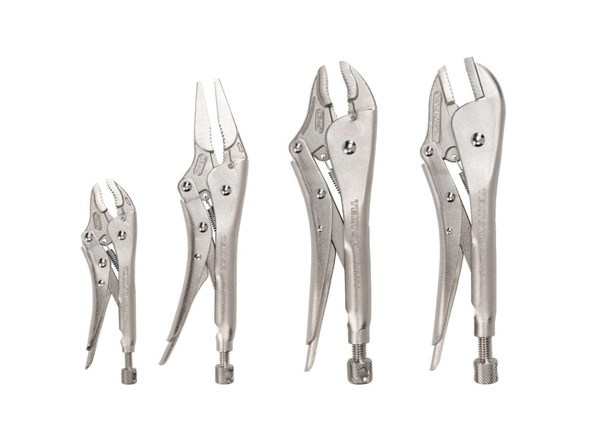 TEKTON Locking Pliers Set, 4-Piece (Straight Jaw, Curved Jaw, Long Nose) | PLK99902 Main image