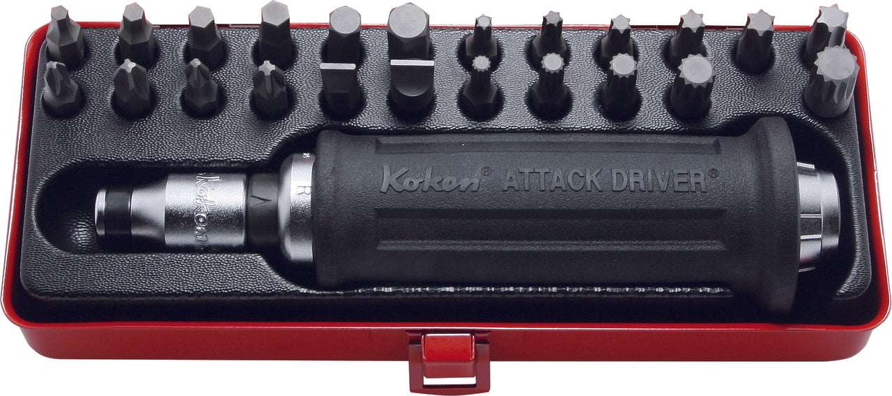 Ko-ken AG112H 1/2 Sq. Dr. Attack Driver Set     Rubber Grip 18 pieces Main image