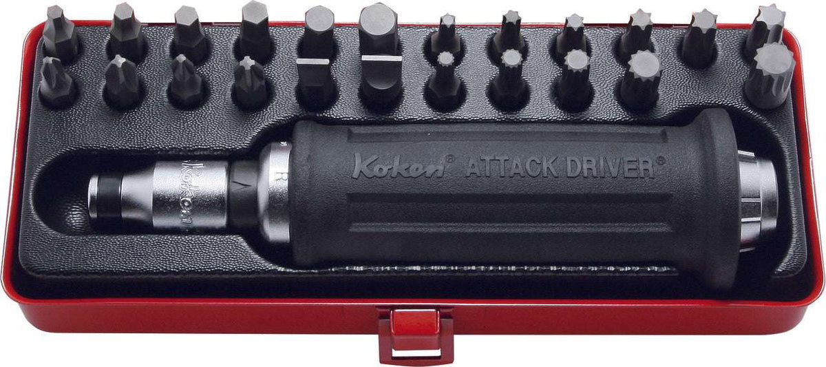 Ko-ken AG112H 1/2 Sq. Dr. Attack Driver Set     Rubber Grip 18 pieces