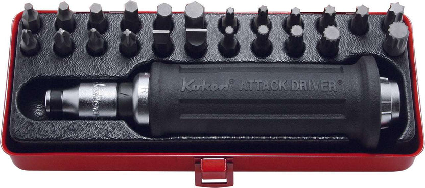 Ko-ken AG112H 1/2 Sq. Dr. Attack Driver Set     Rubber Grip 18 pieces Main image