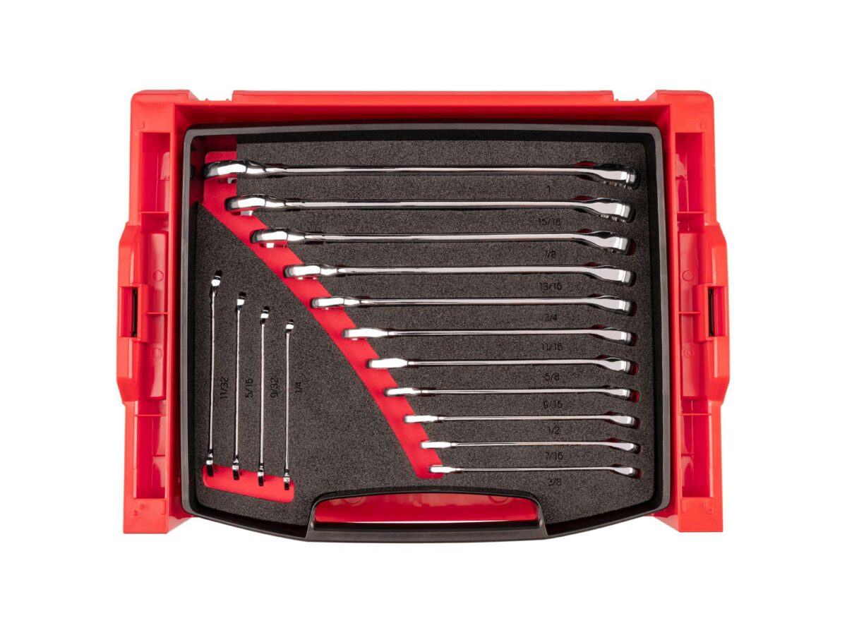 TEKTON Combination Wrench Set with Open Top Drawer and Rack, 15-Piece (1/4-1 in.) | OLB94201 Main image