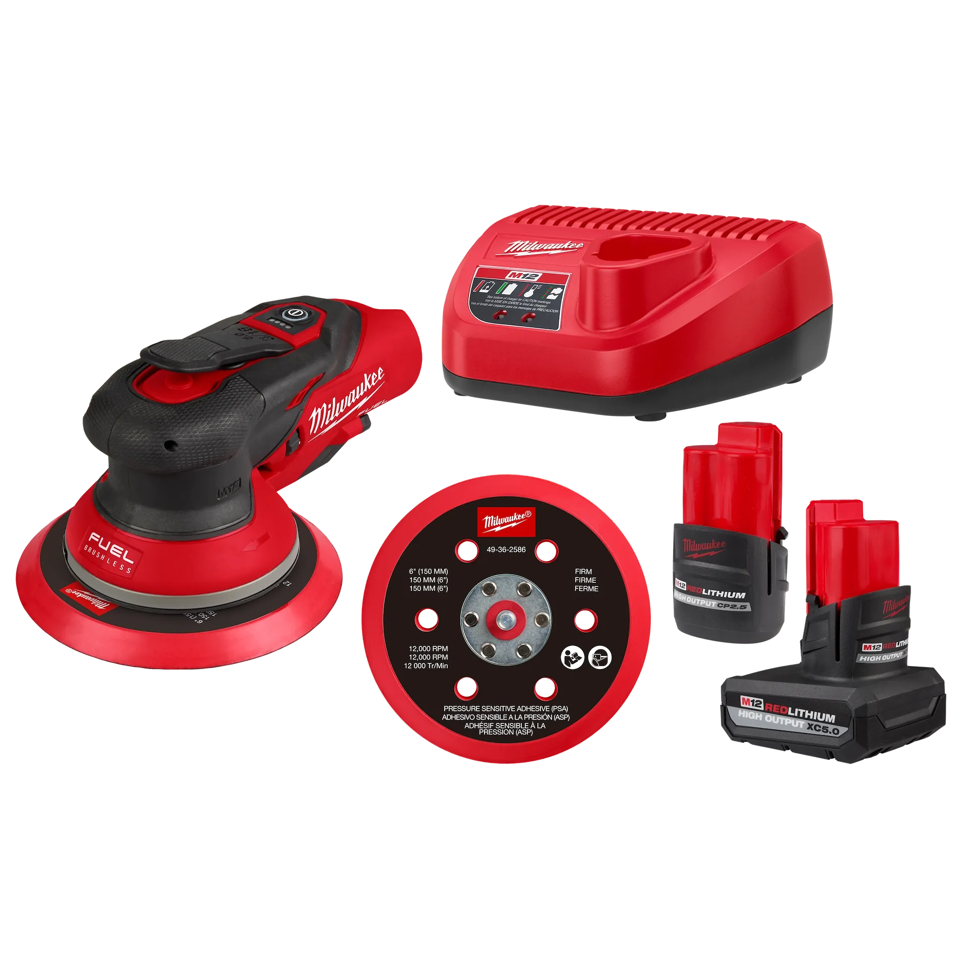 Milwaukee Tool Milwaukee Tool M12 FUEL 12V Lithium-Ion Brushless Cordless 6 Inch Random Orbital Sander 3/32 Inch Kit Main image