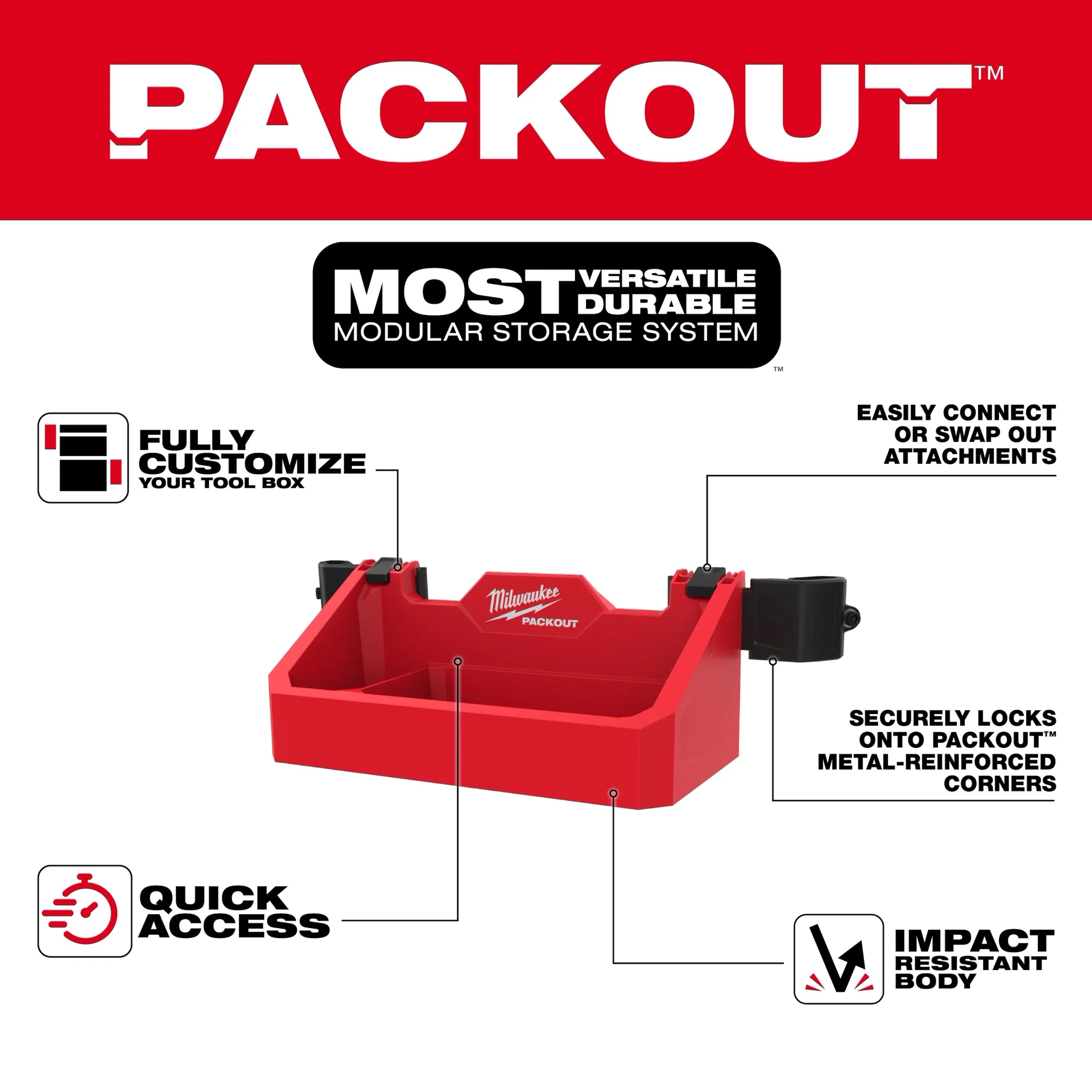 Milwaukee Tool PACKOUT Tool Box Tray Attachment