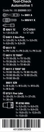 TOOL-CHECK AUTOMOTIVE 1 BITS ASSORTMENT WITH RATCHET + SOCKETS