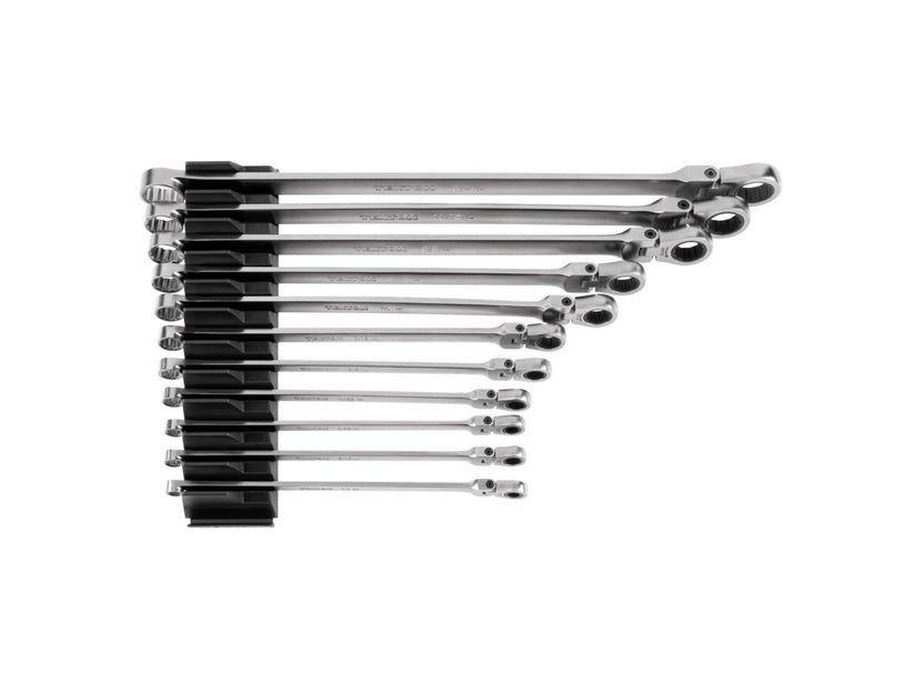 TEKTON Long Fixed/Flex Head 12-Point Ratcheting Box End Wrench Set with Modular Organizers, 11-Piece (1/4-3/4 in.) | WRB95301 Main image