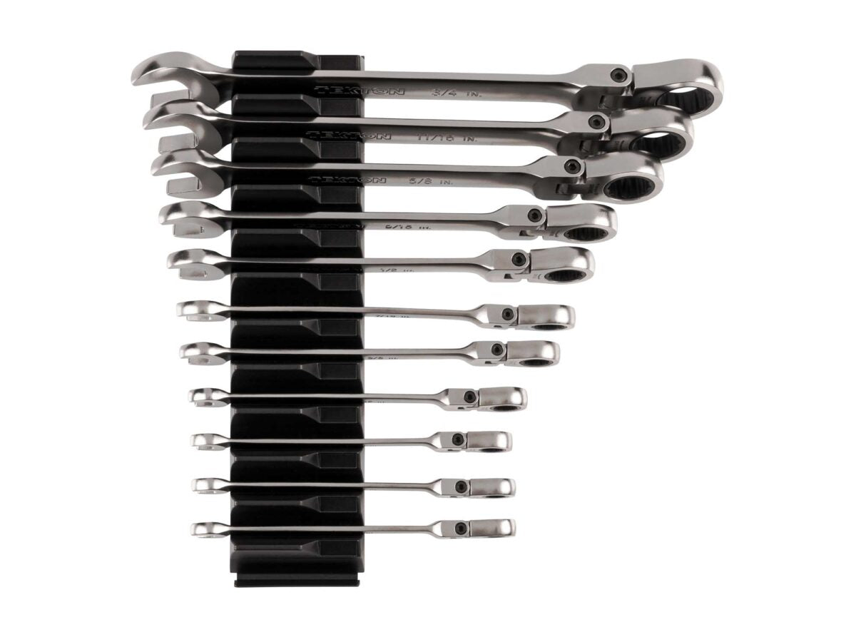 TEKTON Flex Head 12-Point Ratcheting Combination Wrench Set with Modular Organizers, 11-Piece (1/4-3/4 in.) | WRC95300