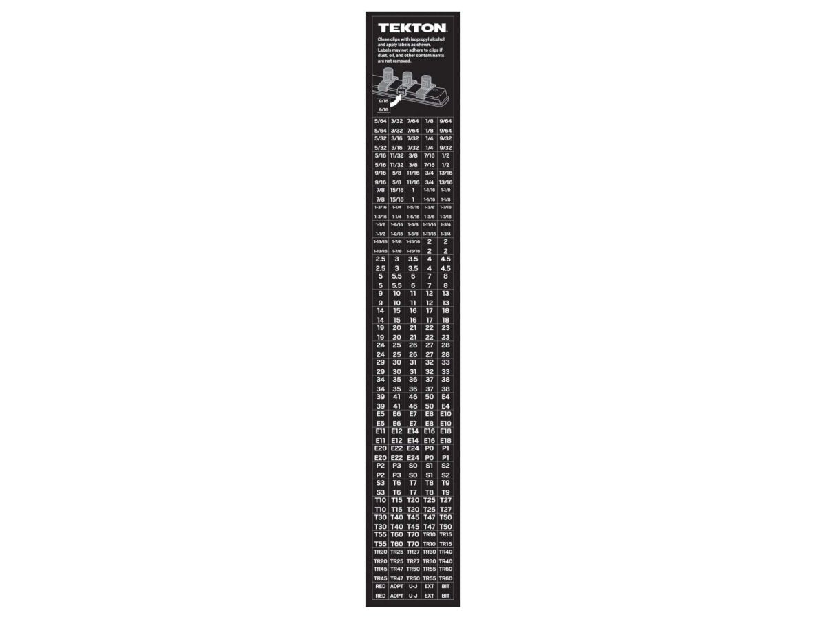 TEKTON Socket Rail Label Sheet | OSC90001 Main image