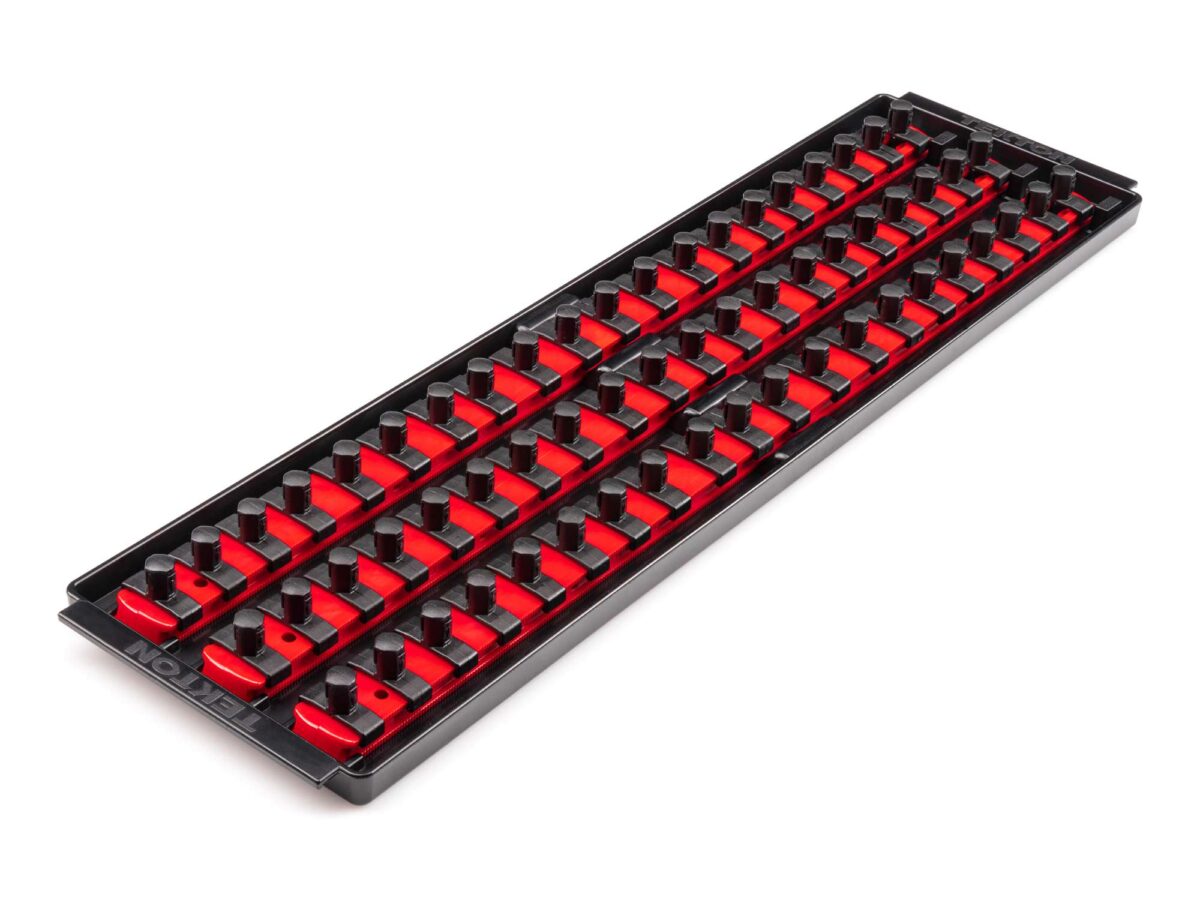 TEKTON 3/8 Inch Drive 3-Rail Socket Organizer Set, Red (60-Tool) | OST17160 Main image