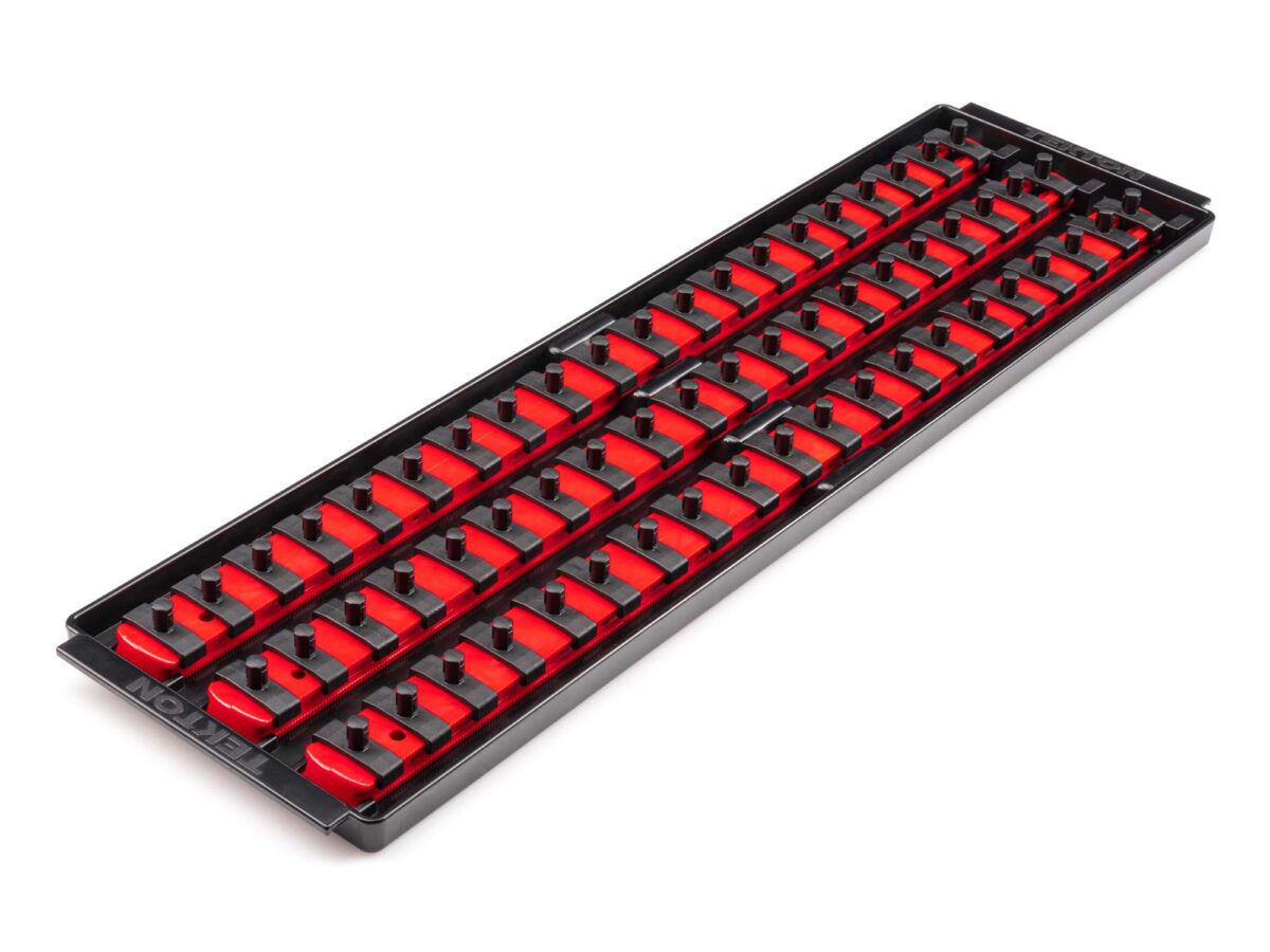 TEKTON 1/4 Inch Drive 3-Rail Socket Organizer Set, Red (60-Tool) | OST07160