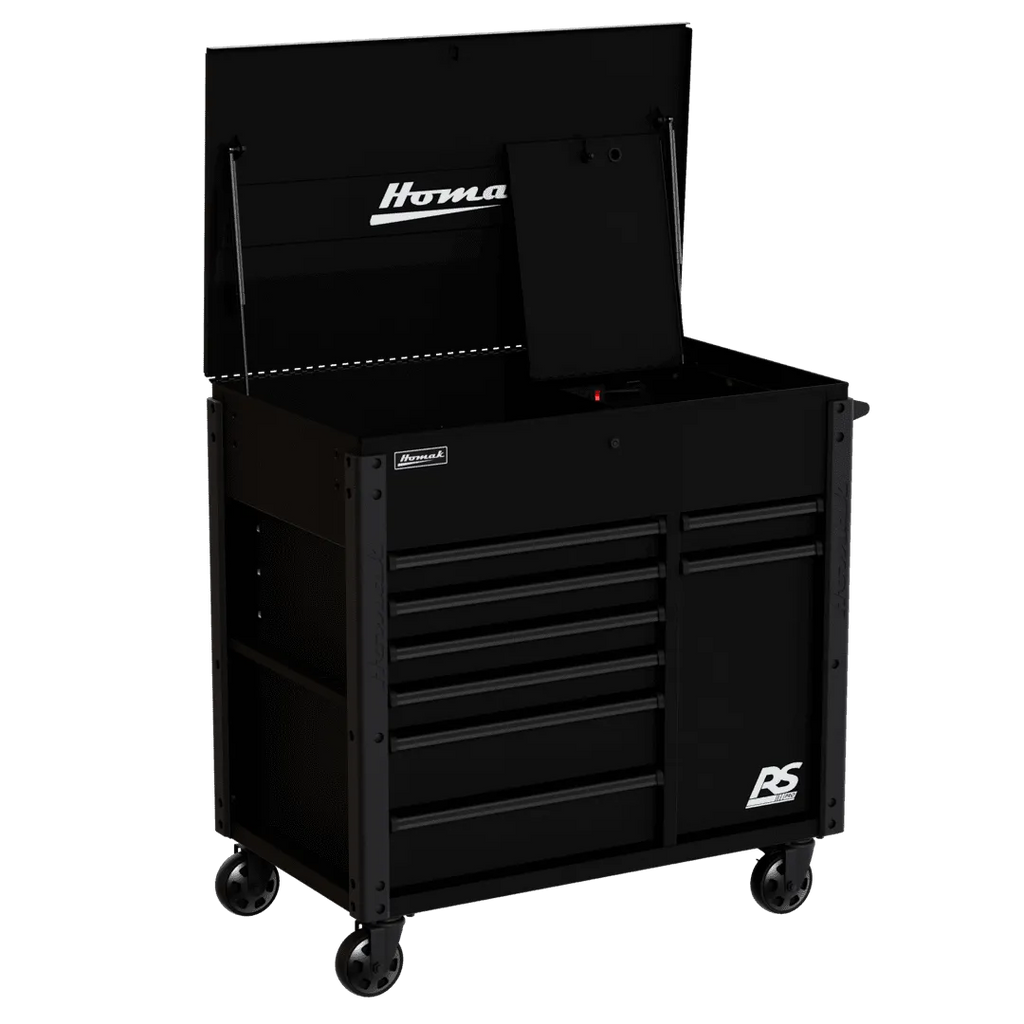 Homak Manufacturing 44" 8-Drawer Service Cart w/power Tool Holder Drawer