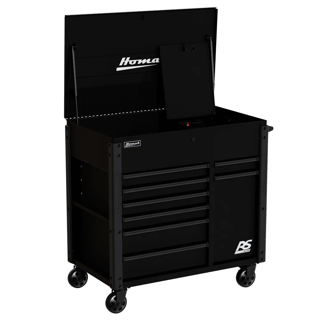 Homak Manufacturing 44" 8-Drawer Service Cart w/power Tool Holder Drawer