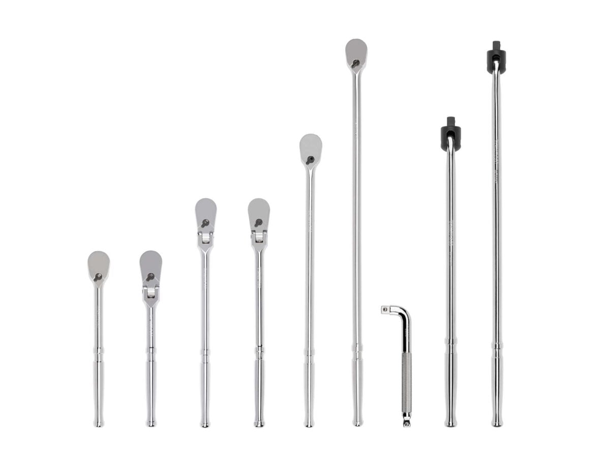 TEKTON 1/2 Inch Drive Ratchet, L-Handle, and Breaker Bar Set (9-Piece) | SDR99203