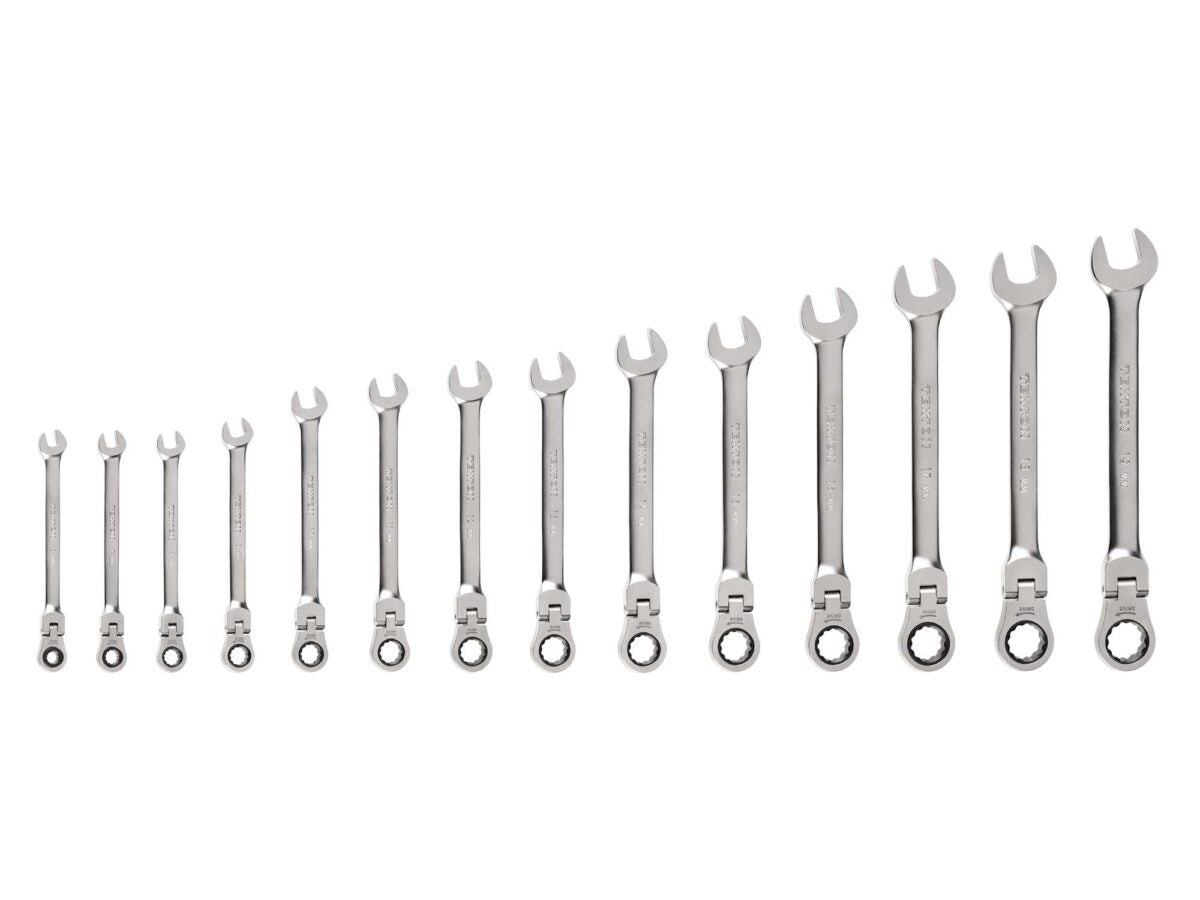 TEKTON Flex Head 12-Point Ratcheting Combination Wrench Set, 14-Piece (6-19 mm) | WRC95002 Main image