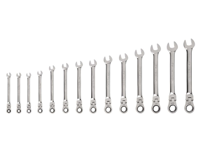 TEKTON Flex Head 12-Point Ratcheting Combination Wrench Set, 14-Piece (6-19 mm) | WRC95002 Main image