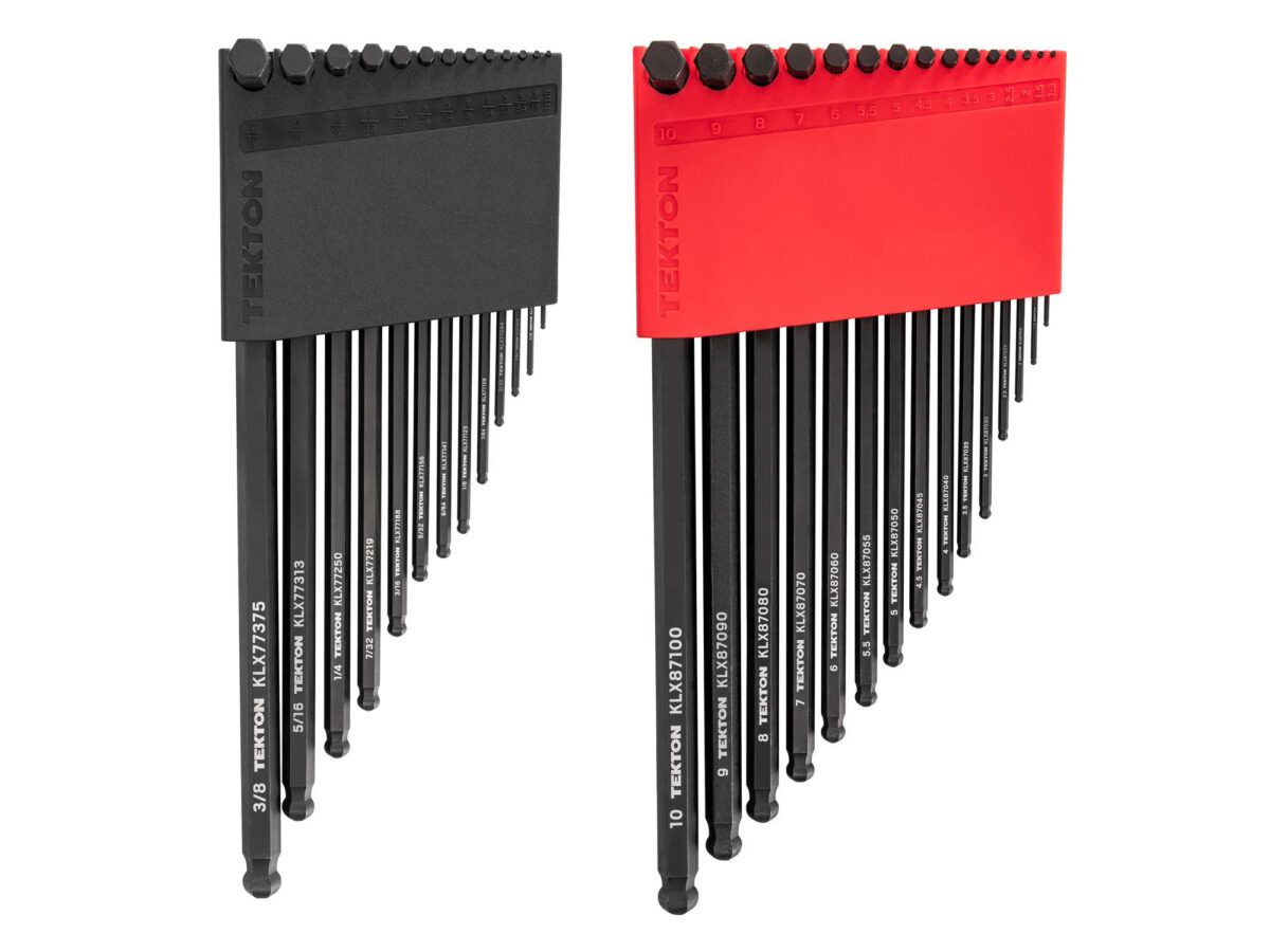 TEKTON Short Arm Ball End Hex L-Key Set with Holders, 28-Piece (0.050-3/8 in., 1.3-10 mm) | KLX91312