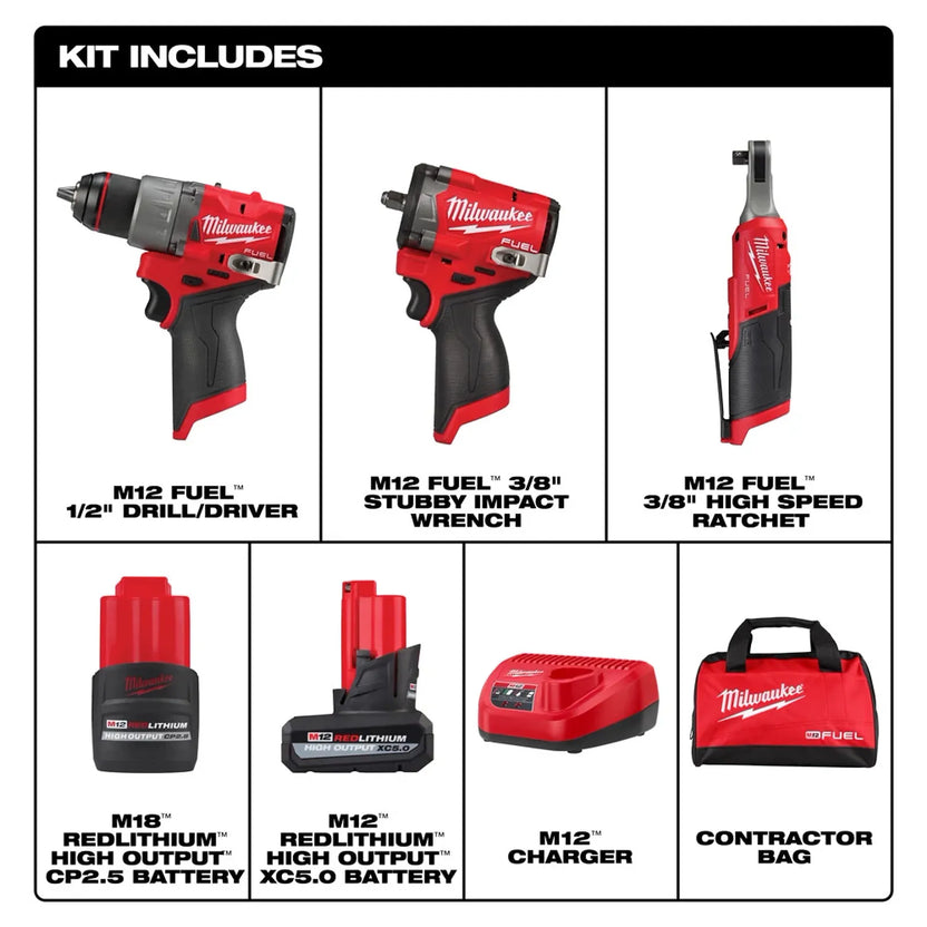 Milwaukee Tool M12 FUEL 3-Tool Combo Kit w/ FREE Cutoff Tool Secondary image