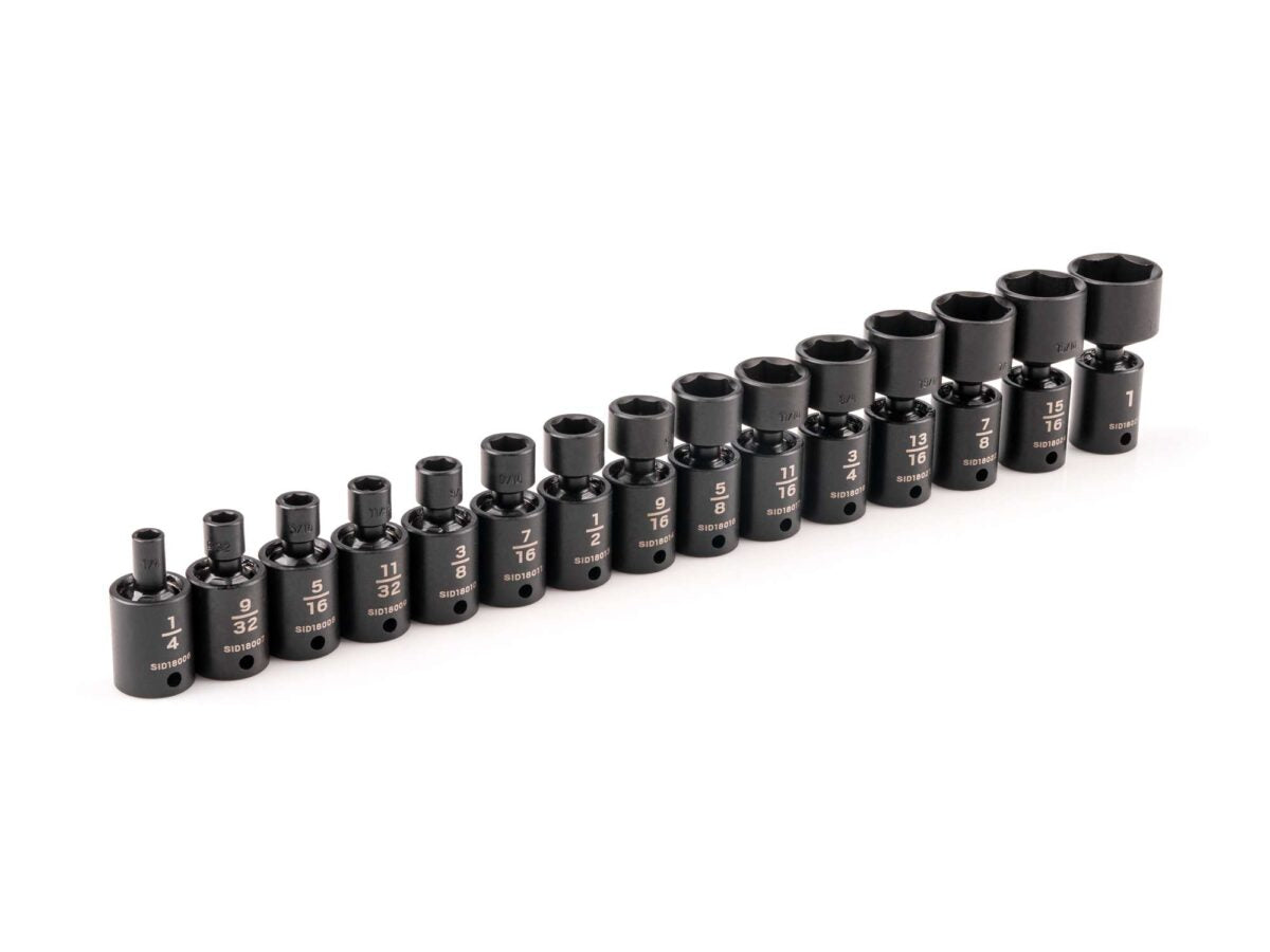 TEKTON 3/8 Inch Drive 6-Point Universal Joint Impact Socket Set, 15-Piece (1/4-1 in.) | SID97001 Main image