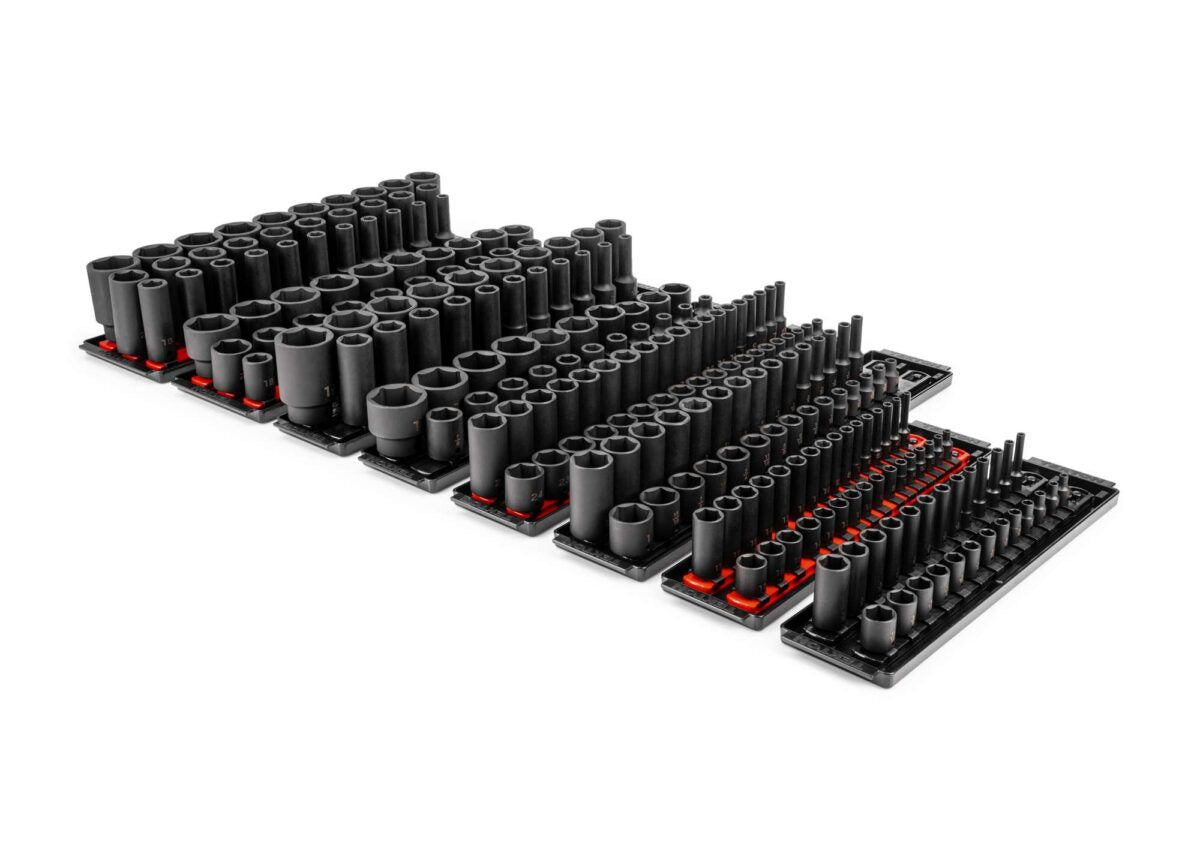 TEKTON 1/4, 3/8, 1/2 Inch Drive 6-Point Impact Socket Set with Rails and Trays, 230-Piece (5/32 - 1-1/2 in., 4-38 mm) | SID99200 Main image